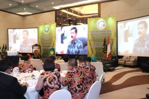 Menteri ATR BPN RI, Hadi Tjahjanto saat memberikan sambutan kunci pada Rakernas IPPAT 2023 di Depok, Jawa Barat 