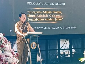 Wakil Rektor 1, Dr. M.Saleh, S.H.,M.H saat memberikan sambutan mewakili Rektor Universitas Narotama