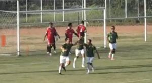 Selebrasi gol. Pemain Notaris Bali FC merayakan gol dalam laga Trofeo Fun Game Football yang menandai peresmian klub sepak bola keluarga besar Notaris dan PPAT Bali.